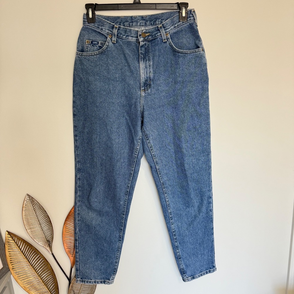 M6 Vintage LEE 80s Tapered High Rise Denim Dark‎ Wash Jeans